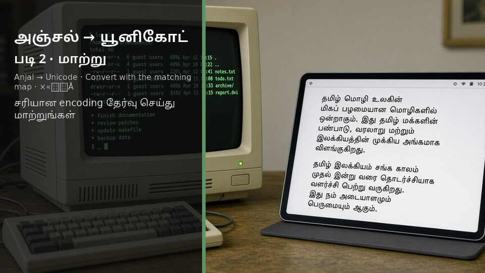 Anjal to Unicode — படி 2 convert