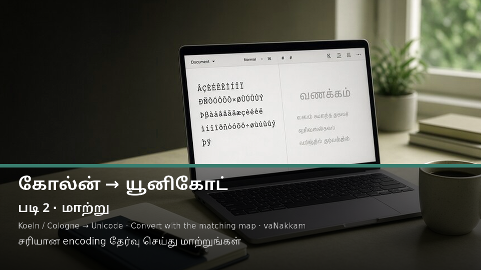 Koeln / Cologne to Unicode — படி 2 convert