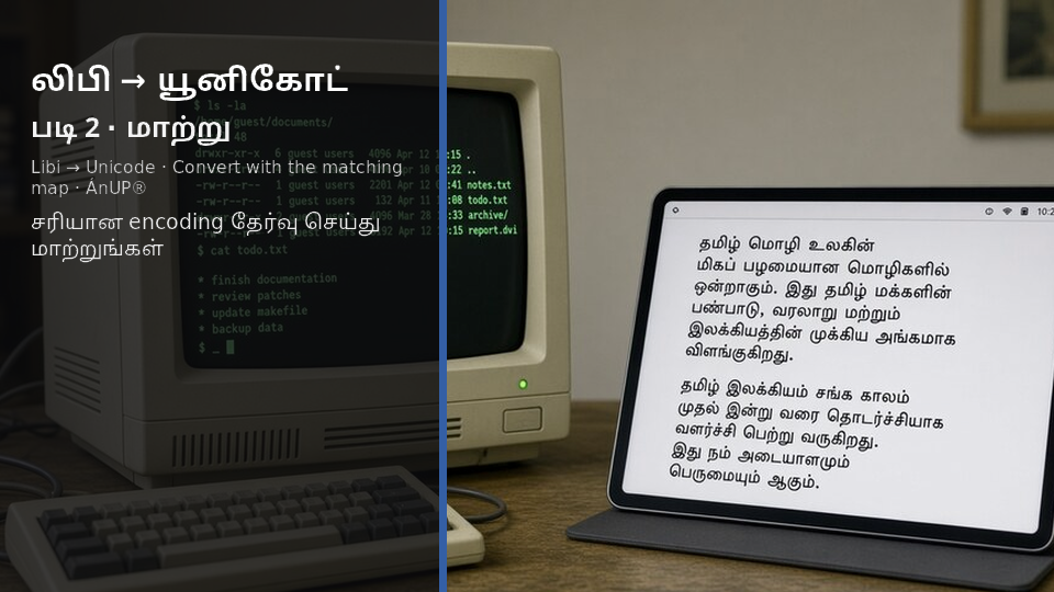 Libi to Unicode — படி 2 convert