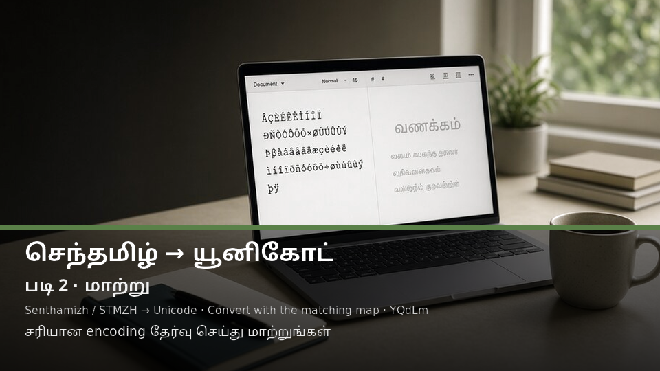 Senthamizh / STMZH to Unicode — படி 2 convert