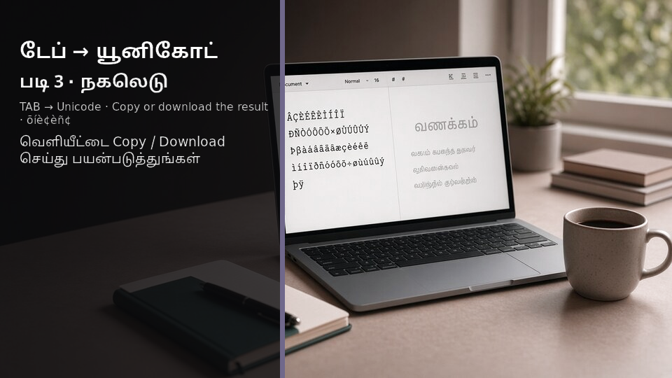 TAB to Unicode — படி 3 copy