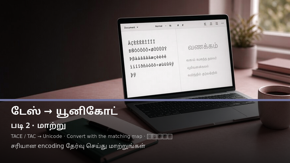 TACE / TAC to Unicode — படி 2 convert