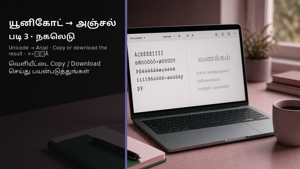 Unicode to Anjal — படி 3 use