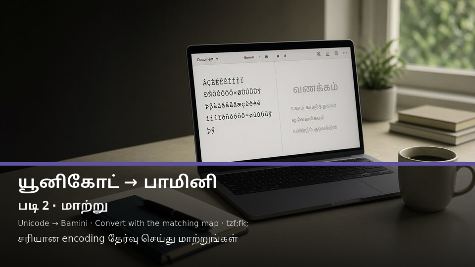 Unicode to Bamini — படி 2 convert