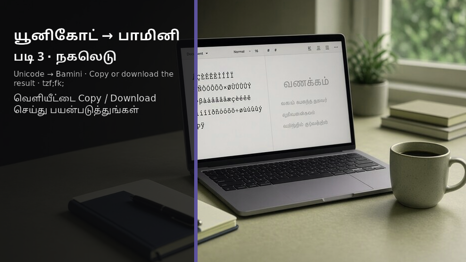 Unicode to Bamini — படி 3 use