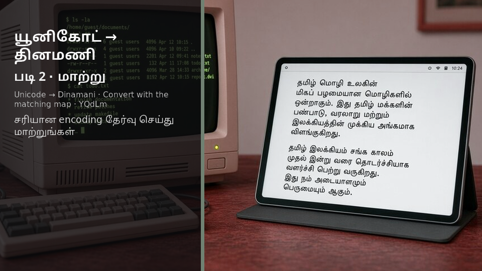 Unicode to Dinamani — படி 2 convert