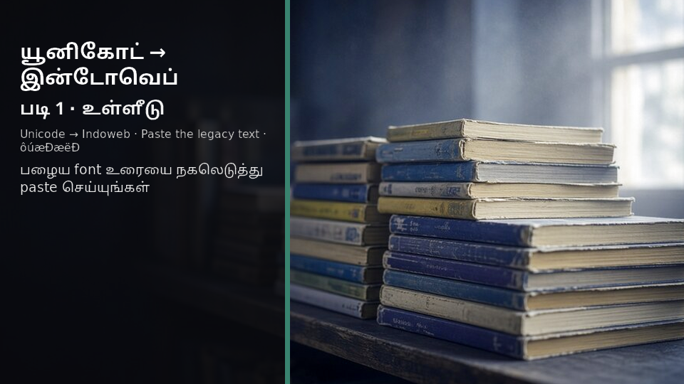 Unicode to Indoweb — படி 1 paste