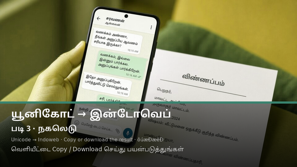 Unicode to Indoweb — படி 3 use