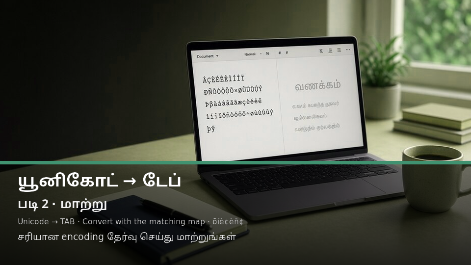 Unicode to TAB — படி 2 convert