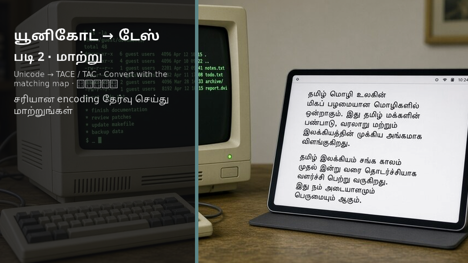 Unicode to TACE / TAC — படி 2 convert