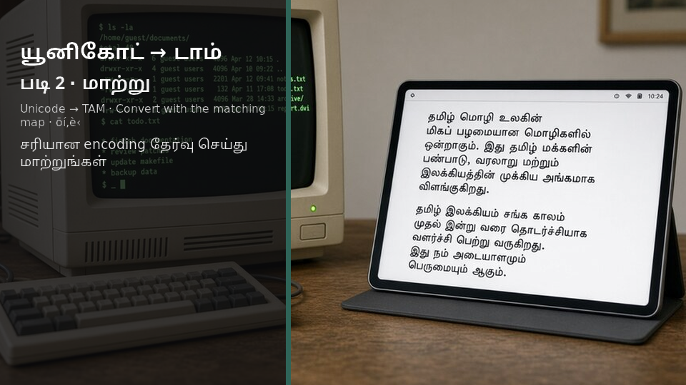 Unicode to TAM — படி 2 convert