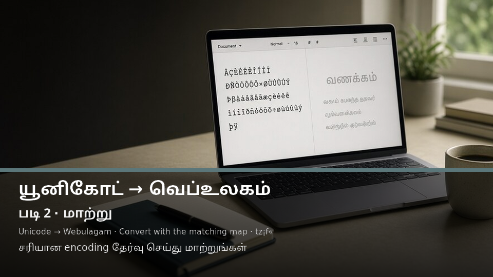 Unicode to Webulagam — படி 2 convert