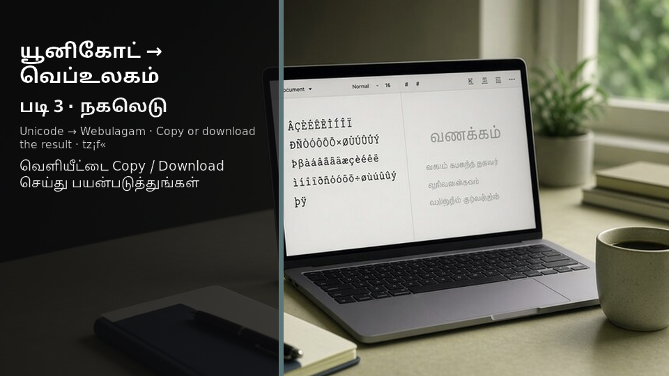 Unicode to Webulagam — படி 3 use