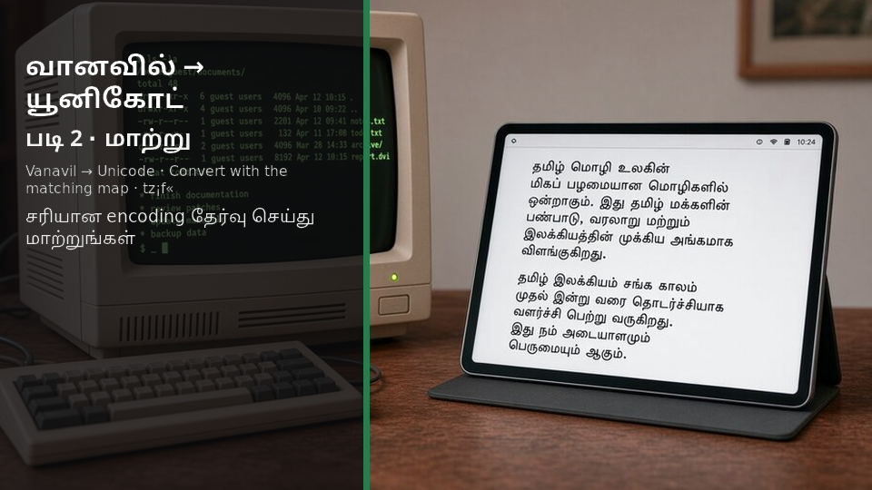 Vanavil to Unicode — படி 2 convert