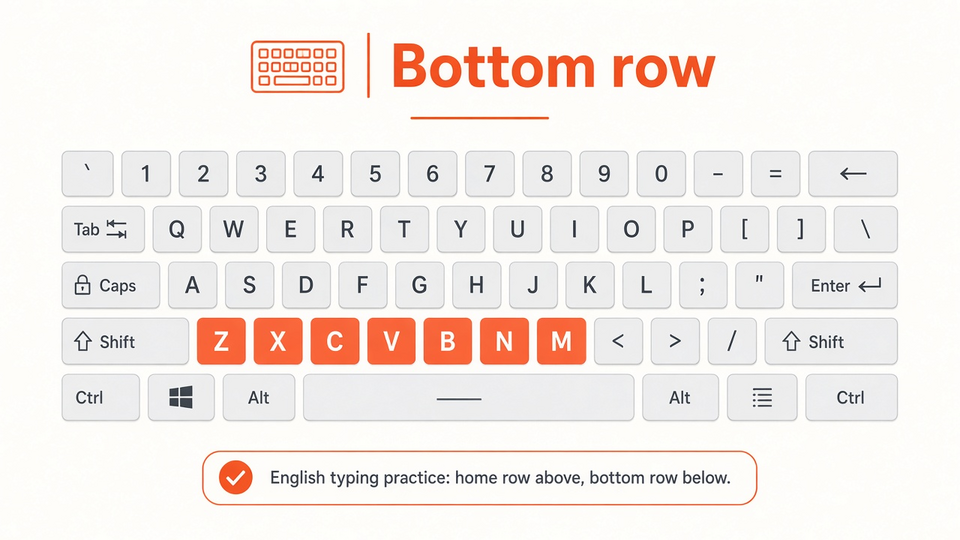 Bottom row ZXCVBNM keys